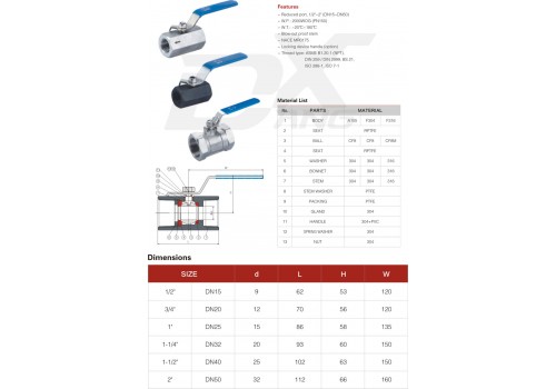 1-PC HEX BALL VALVE THREAD END 1-PC HEX BALL VALVE THREAD END